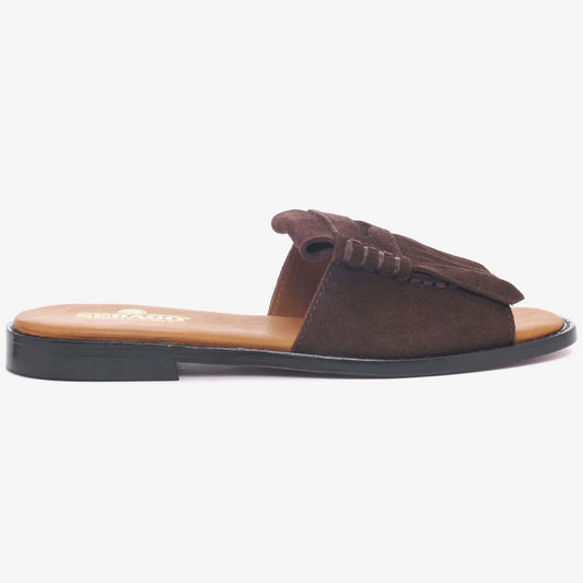 SEBAGO SLIDE FRINGES WOMAN DK BROWN